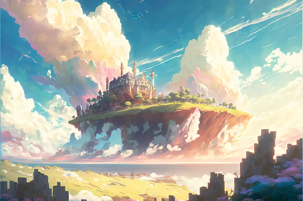 Dunia Fantasi yang Menawan Pemandangan alam anime fantasi yang indah