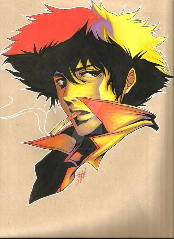 Gambar anime Cowboy Bebop dengan latar belakang luar angkasa