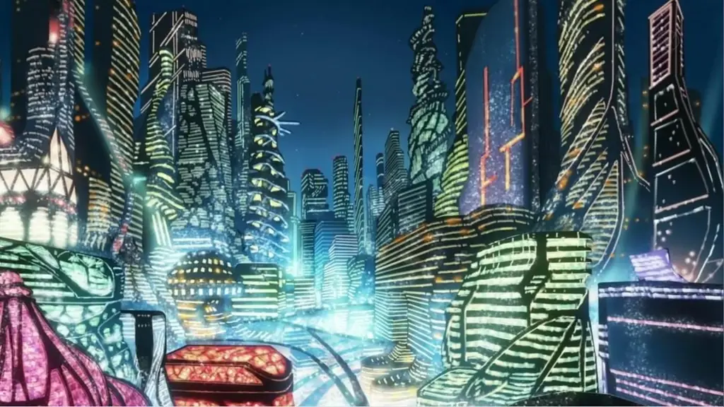 Contoh visual kota futuristik di anime Gambar kota futuristik di anime