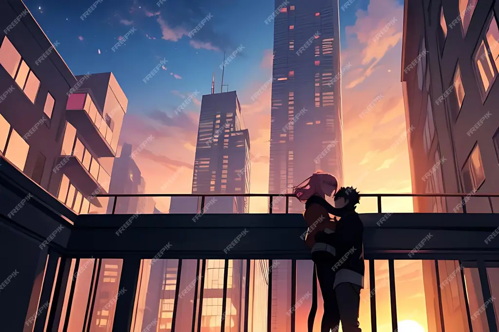 Pemandangan Romantis dalam Anime Gambar pemandangan anime yang romantis dan indah