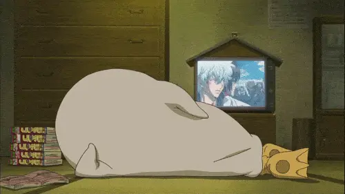 Menikmati Anime Bersama Teman Sejumlah karakter anime sedang menonton televisi bersama