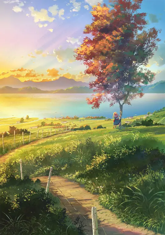 Ilustrasi dunia fantasi anime Pemandangan dunia fantasi anime yang indah