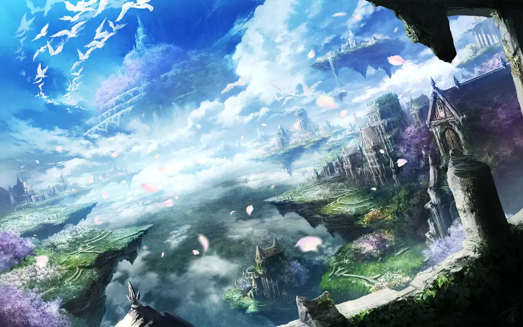Dunia Fantasi Anime Shonen Gambar pemandangan indah dari anime shonen fantasi