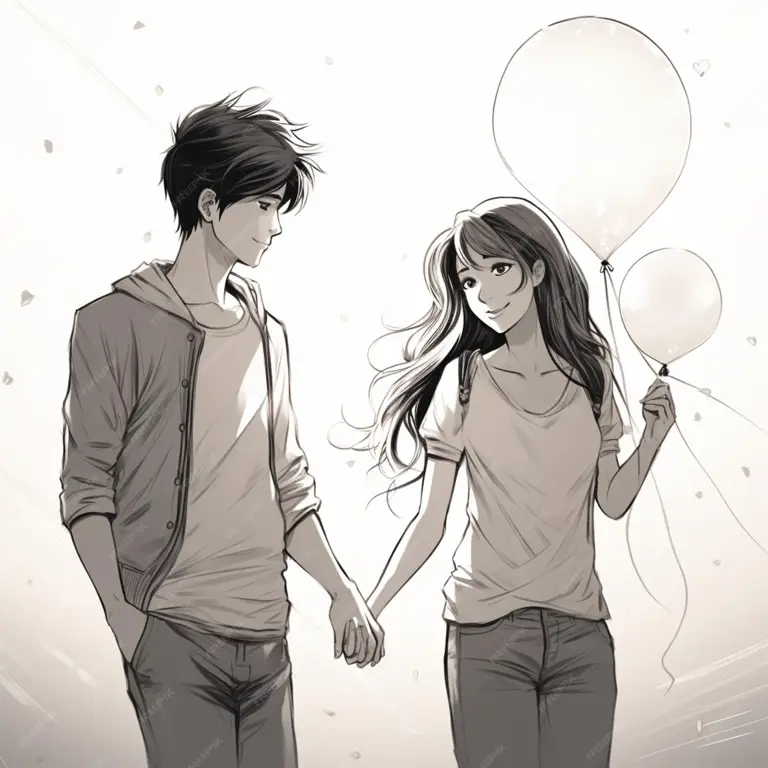 Persahabatan yang berkembang menjadi cinta Gambar dua karakter anime laki-laki bergandengan tangan