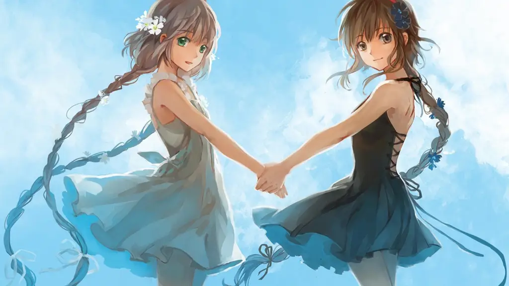 Persahabatan yang manis dalam anime shoujo ai Gambar anime shoujo ai yang lucu dengan dua gadis memegang tangan