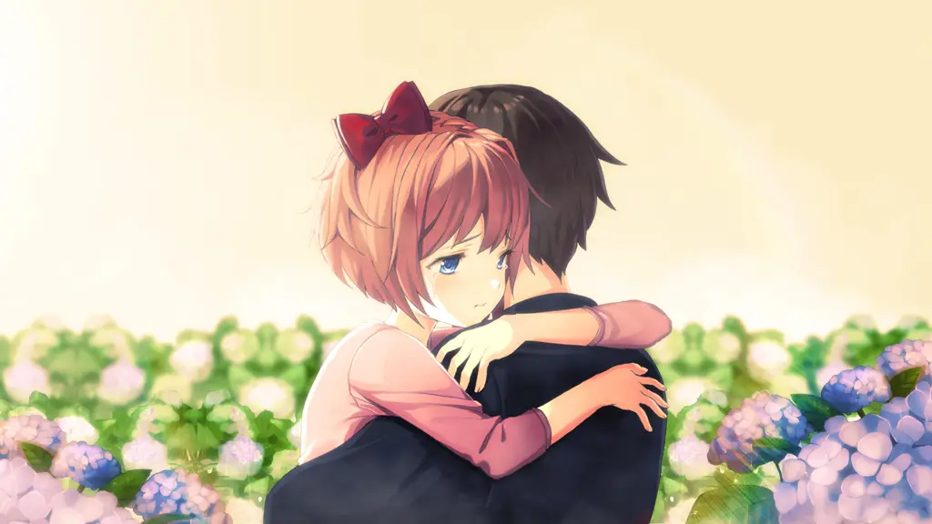 Momen-momen Manis dalam Anime Shoujo Ai Gambar anime perempuan saling memeluk