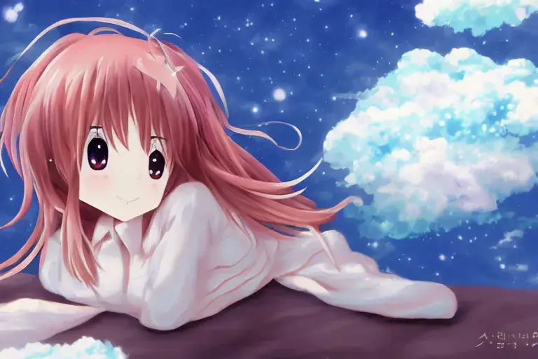 Anime Shoujo untuk Bersantai Gambar gadis anime yang sedang bersantai dengan ekspresi bahagia