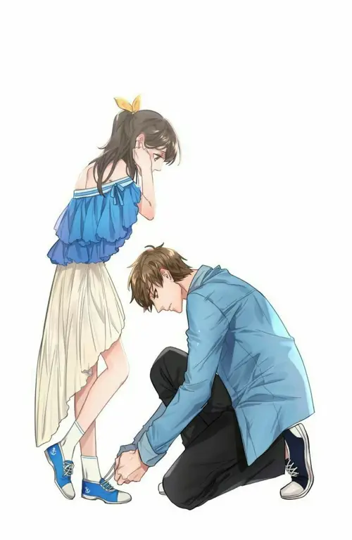 Pasangan Anime Gadis yang Menggemaskan Gambar pasangan anime gadis yang lucu dan imut