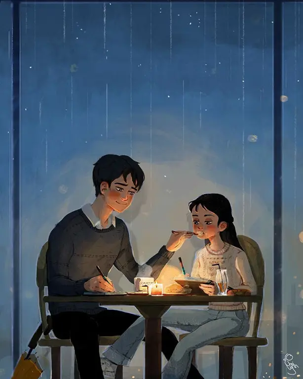 Ilustrasi pasangan anime imut Ilustrasi pasangan anime imut