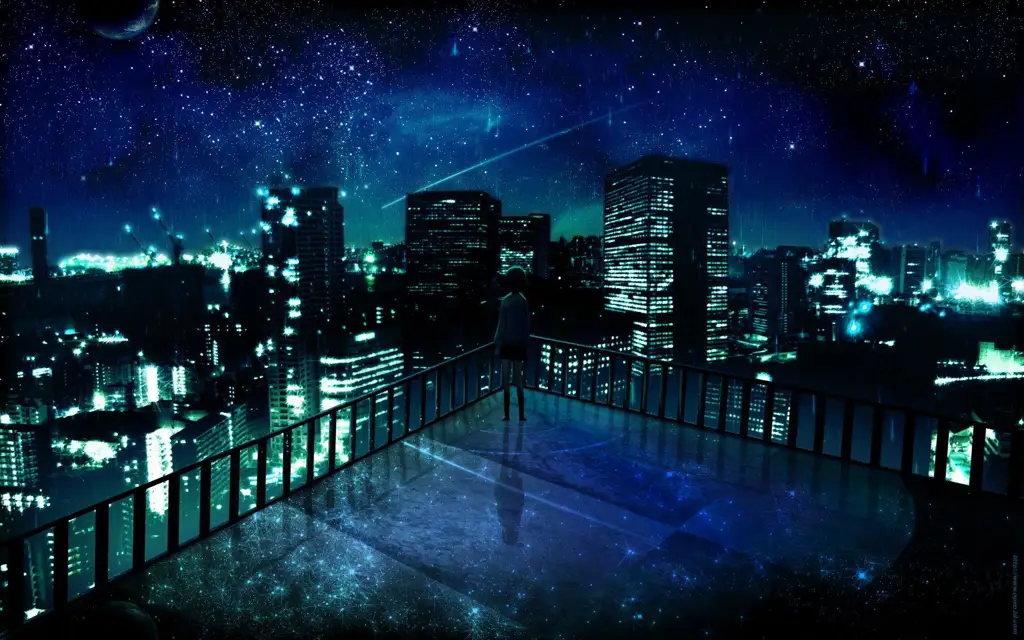 Keindahan malam dalam anime Pemandangan malam anime yang indah