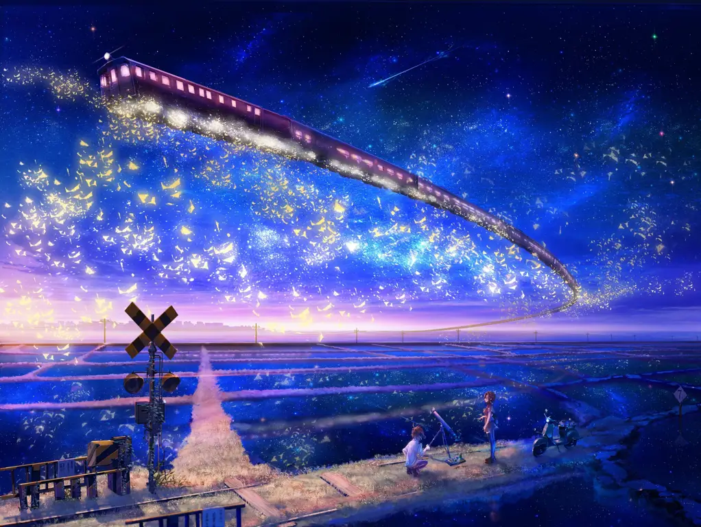 Suasana Romantis Malam Hari Pemandangan malam yang indah dalam anime