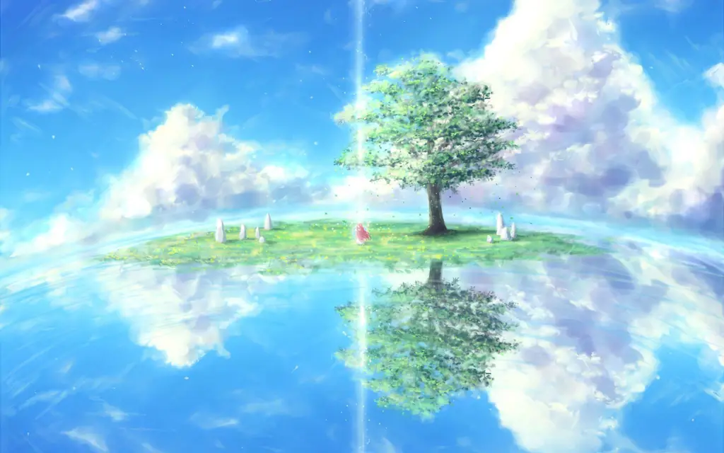 Pemandangan yang menenangkan Pemandangan alam yang damai dalam anime