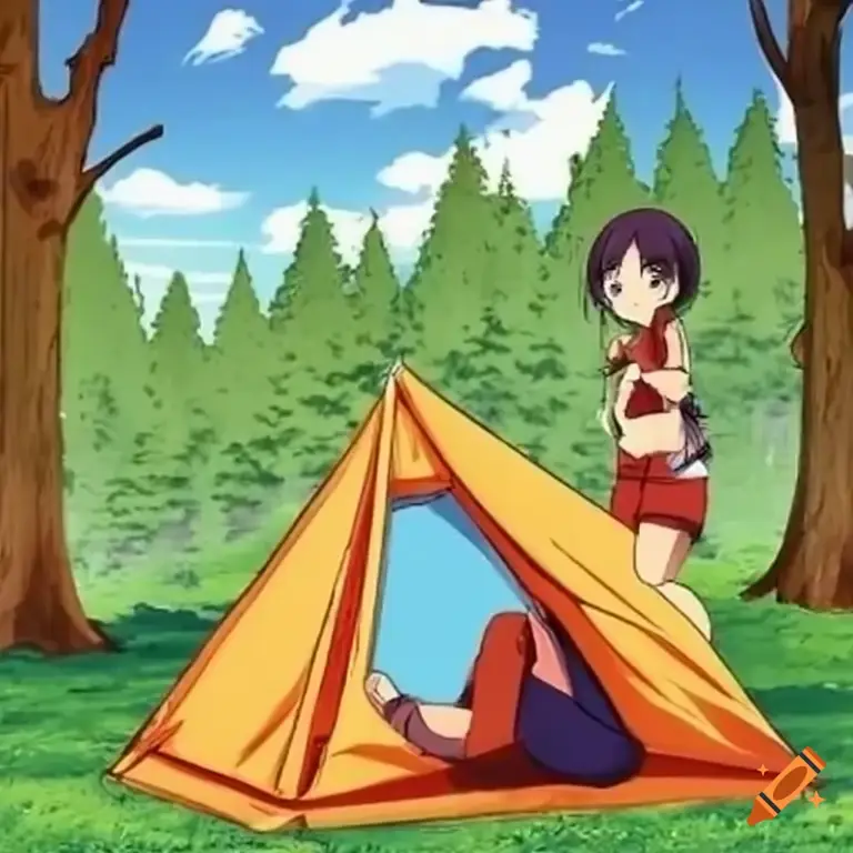 Gambar anime gadis-gadis yang sedang berkemah
