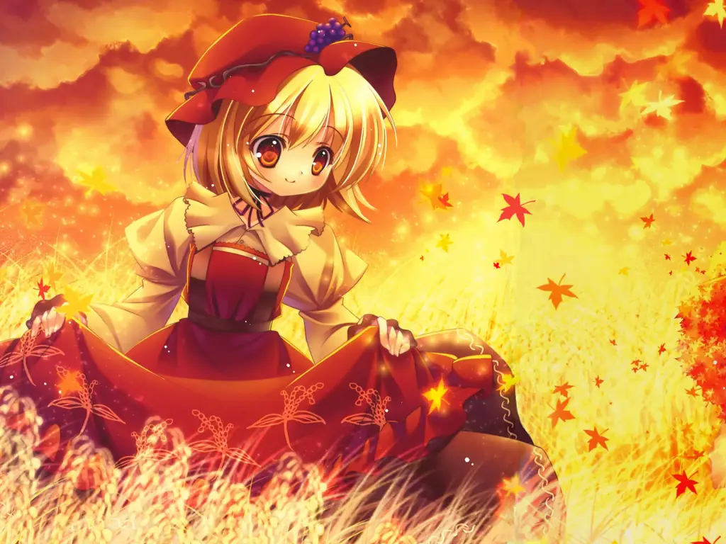 Suasana Musim Gugur yang Hangat Gambar latar belakang anime dengan tema daun-daun musim gugur
