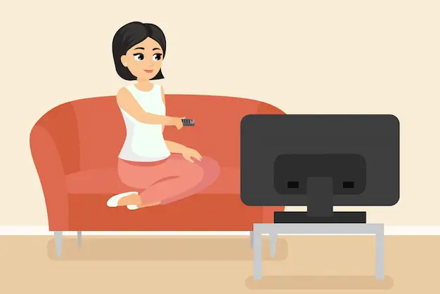 Menikmati Anime dengan Nyaman Gambar seseorang yang menonton anime di sofa