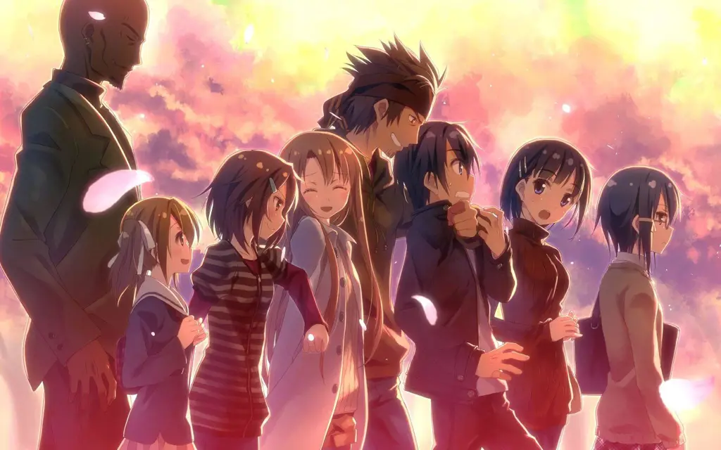 Teman-teman menonton anime bersama Gambar sekelompok teman menonton anime