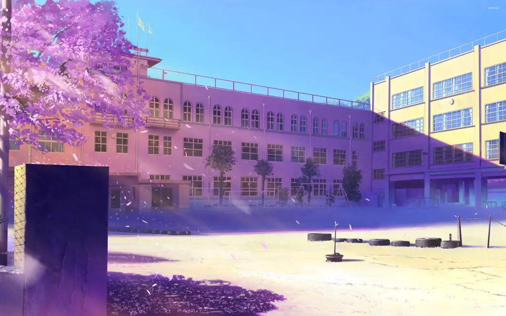 Keindahan pemandangan sekolah dalam anime slice of life Pemandangan kehidupan sekolah anime yang indah