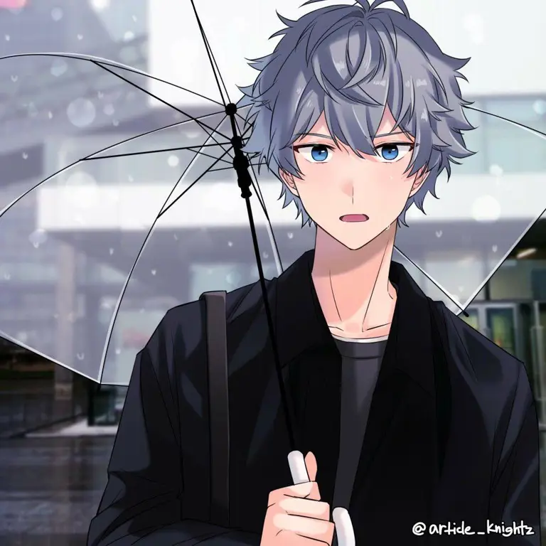 Gambar anime Sakamoto dengan gaya yang keren dan penuh percaya diri.
