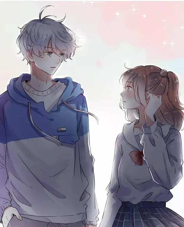 Pasangan anime yang sedang sedih