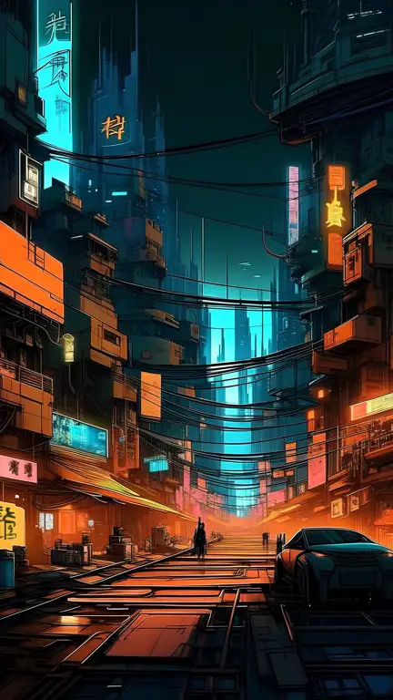 Suasana futuristik dalam anime Kota cyberpunk di anime