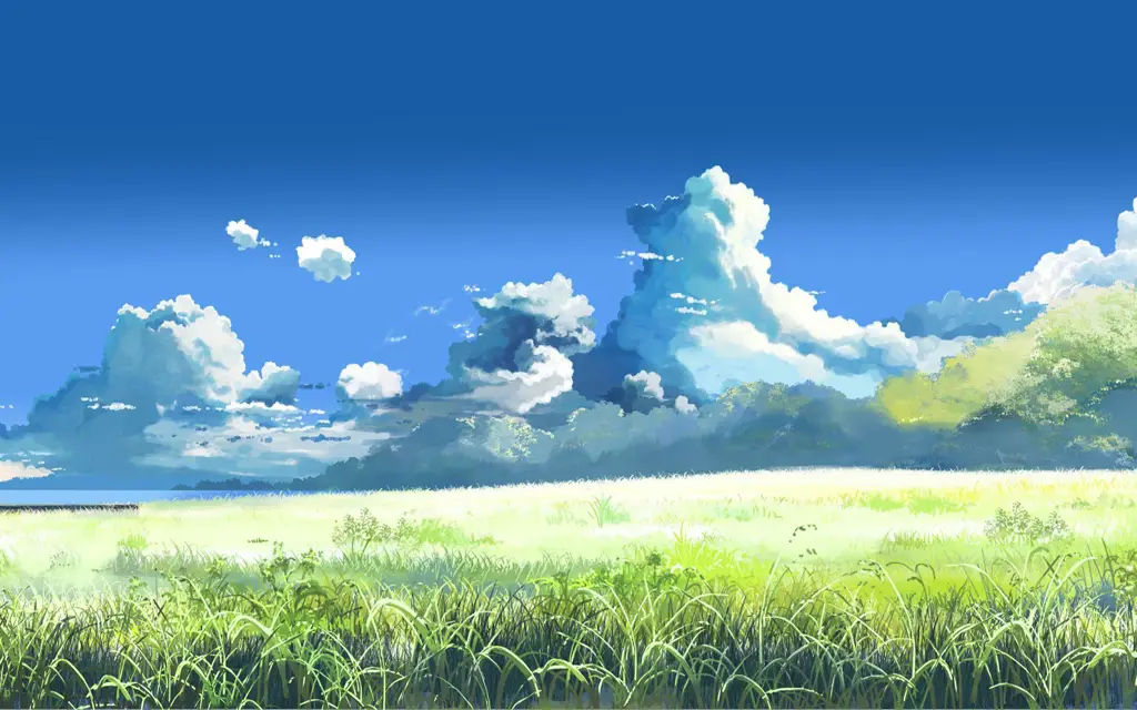 Pemandangan anime musim panas yang menawan Pemandangan anime musim panas yang indah