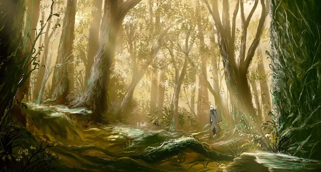 Misteri dan Bahaya di Hutan Gambar anime survival di hutan lebat