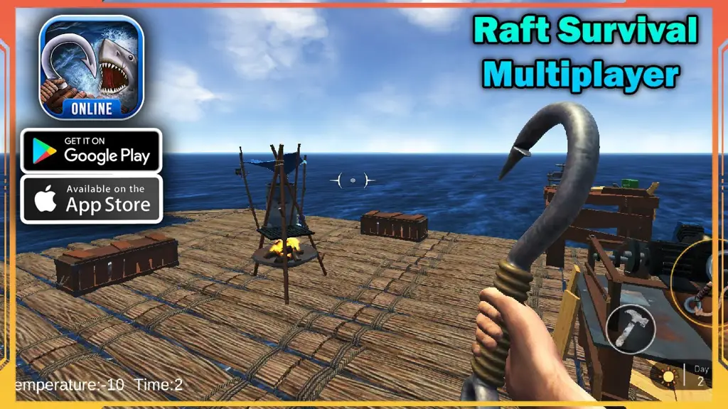 Screenshot gameplay Raft yang menegangkan Gameplay Raft, game survival di tengah lautan
