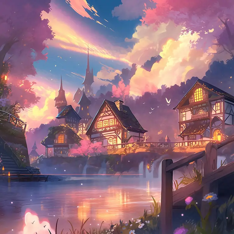 Pemandangan fantasi anime Pemandangan fantasi anime yang indah