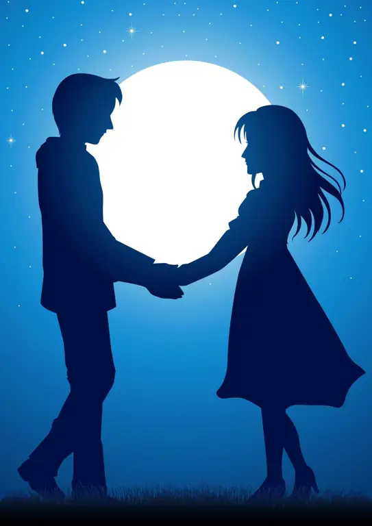 Keintiman pasangan anime Pasangan anime bergandengan tangan, menunjukkan keintiman