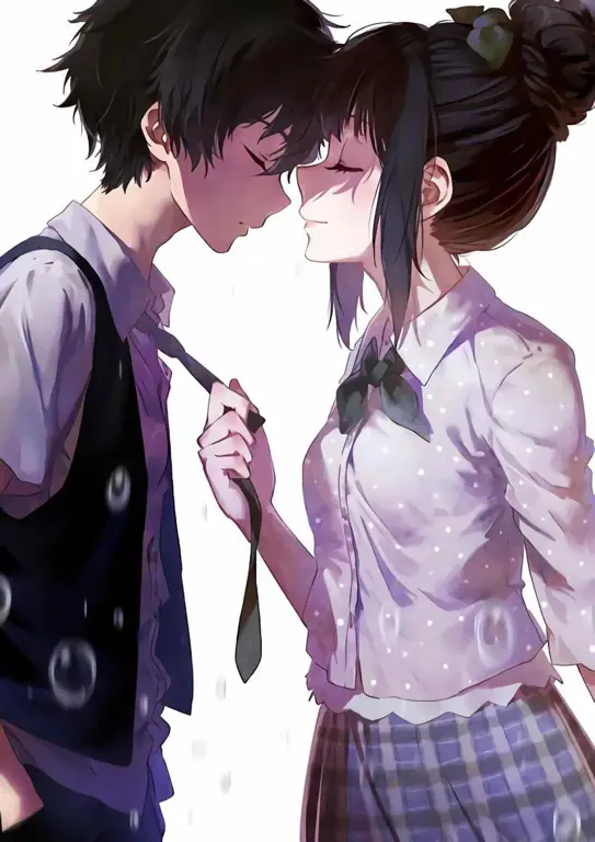 Kisah Cinta yang Mengharukan Pasangan anime romantis yang sedang berpelukan