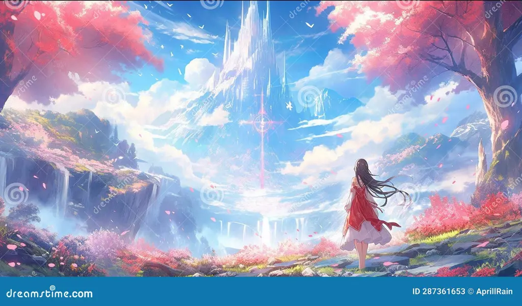Suasana Musim Panas dalam Anime Pemandangan musim panas bergaya anime yang indah