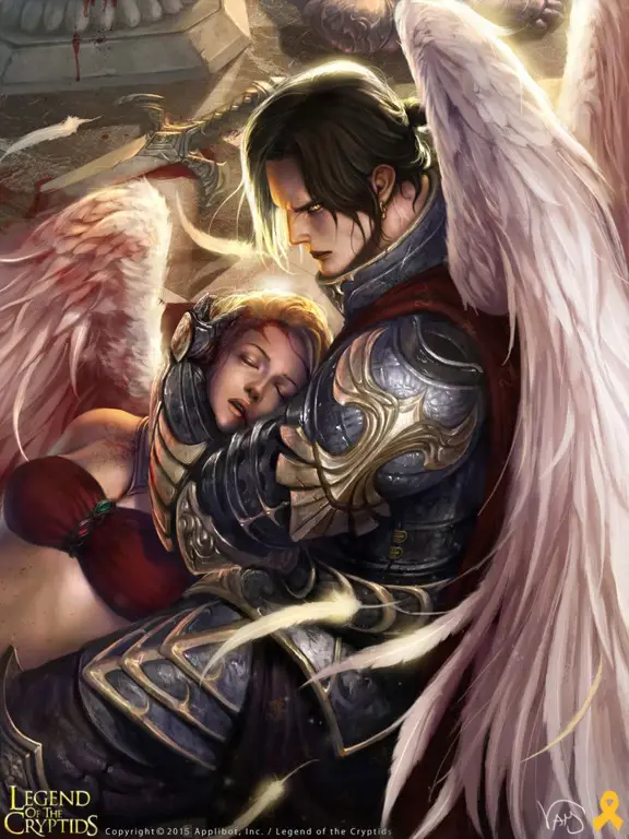 Ilustrasi pasangan anime dalam setting fantasi Ilustrasi pasangan anime romantis dalam setting fantasi
