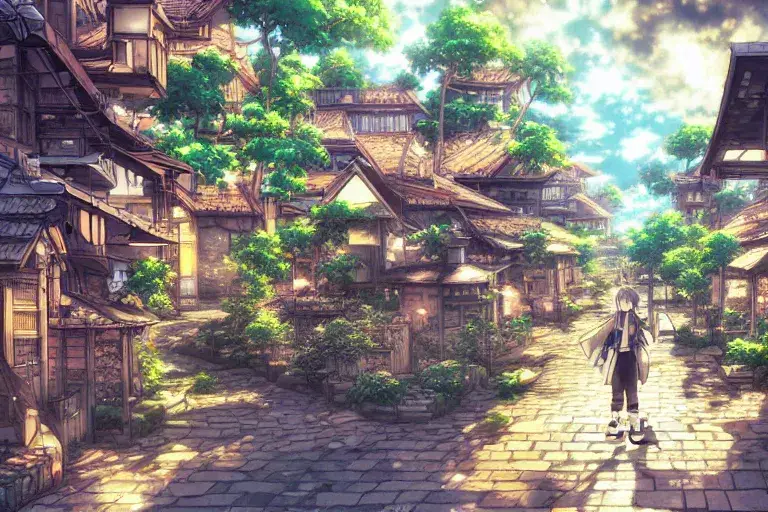 Misteri di Desa Terpencil Suasana misterius di sebuah desa dalam anime