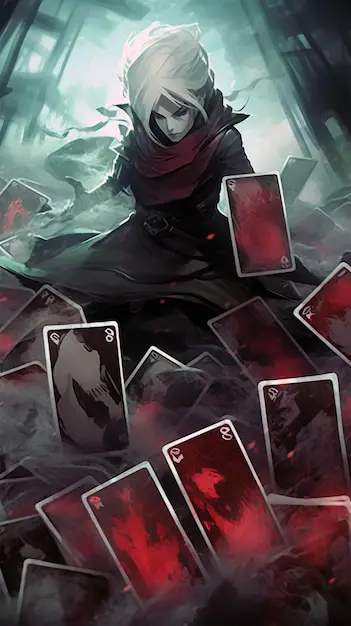Adegan Anime yang Menampilkan Permainan Kartu Ilustrasi karakter anime bermain game kartu