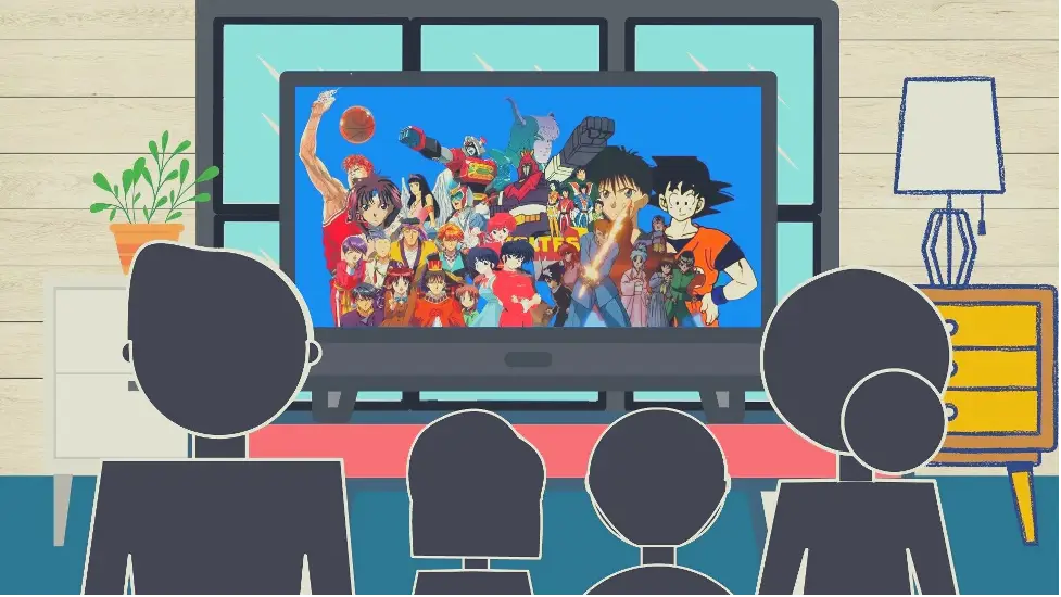 Menikmati Anime Gambar orang menonton anime
