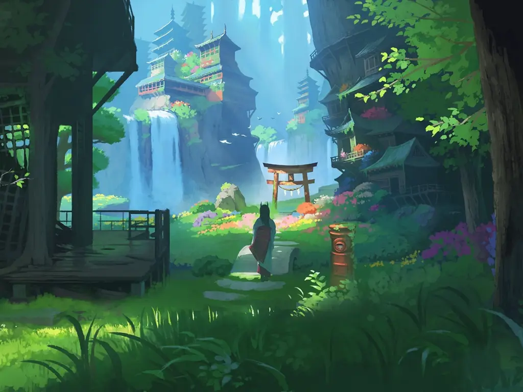 Pemandangan Anime Indah Gambar pemandangan anime
