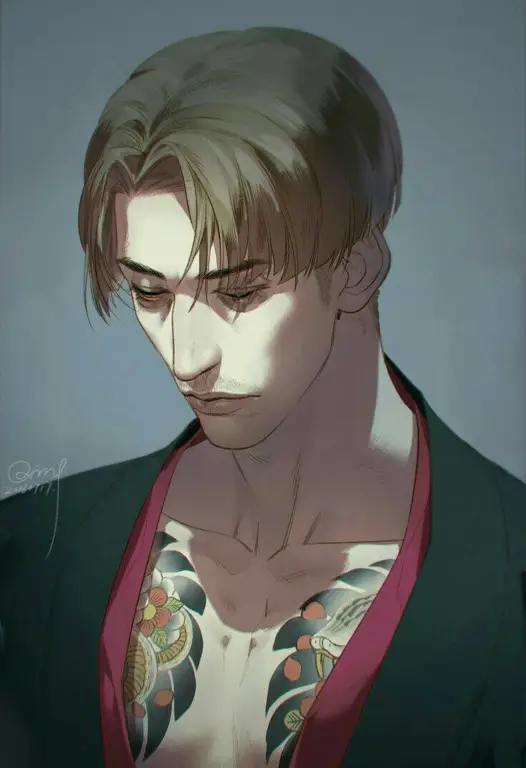 Gaya Seni Anime Mafia Ilustrasi anime yang menampilkan karakter-karakter bergaya Yakuza Jepang