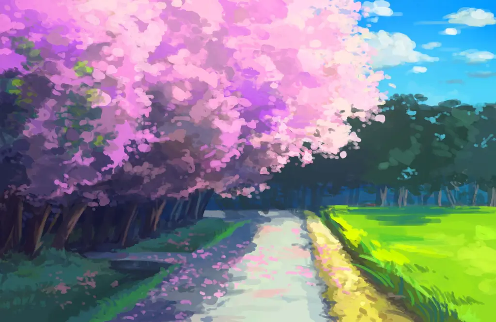 Keindahan pemandangan dalam anime slice of life Pemandangan anime yang damai