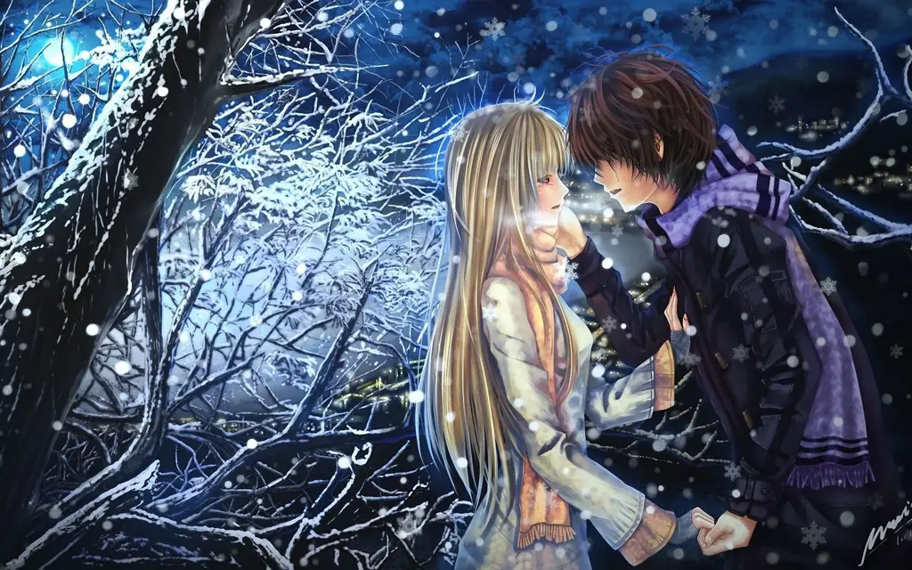 Ilustrasi pasangan anime yang manis Pasangan gadis anime yang menggemaskan
