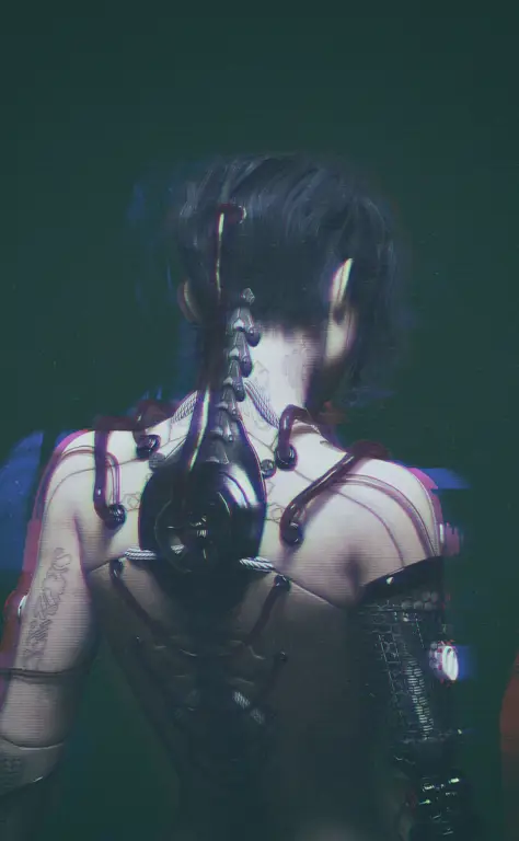 Ilustrasi kota cyberpunk dari anime Ghost in the Shell